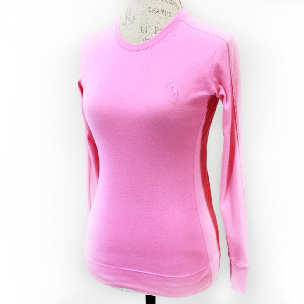 Lauren Ralph Lauren Golf Top Tee Long Sleeve Pullover Pink Activewear Logo Small
